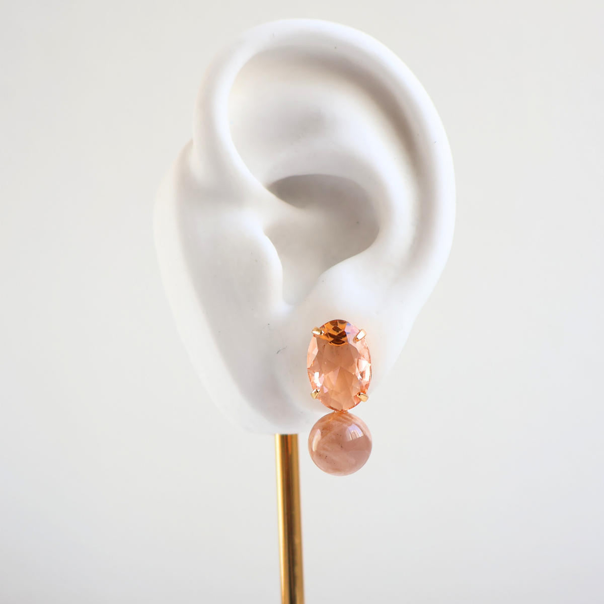 Brinco Dourado e Cristal Laranja Champagne - Semijoia