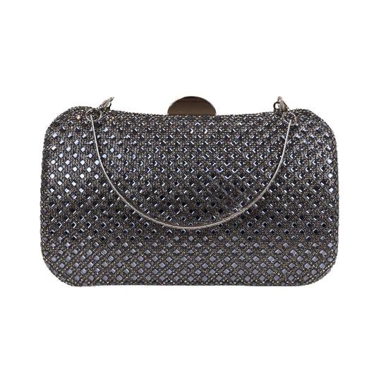 Bolsa Festa Clutch Strass Prata Grafite