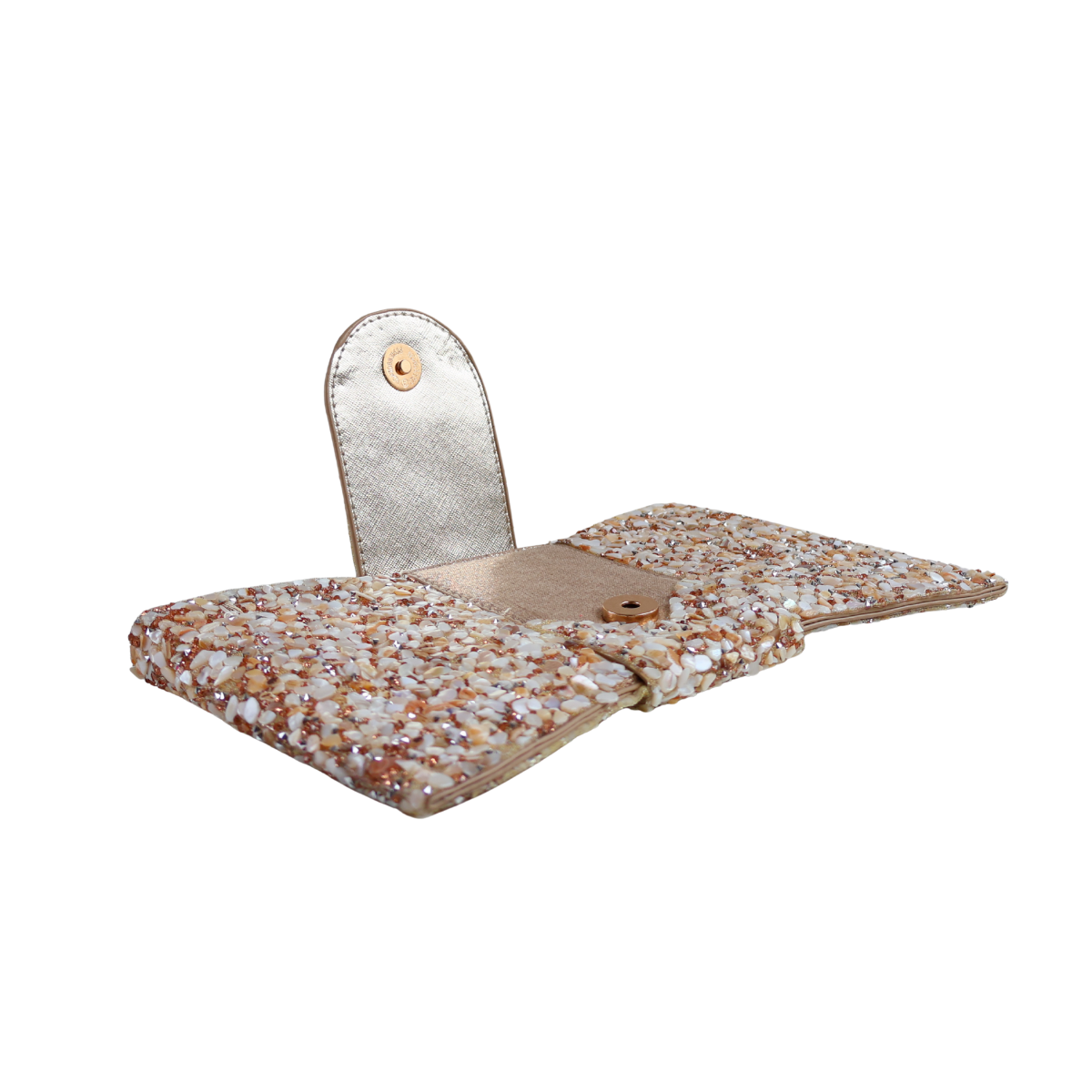 Bolsa Carteira de Festa Clutch Pedraria Bege