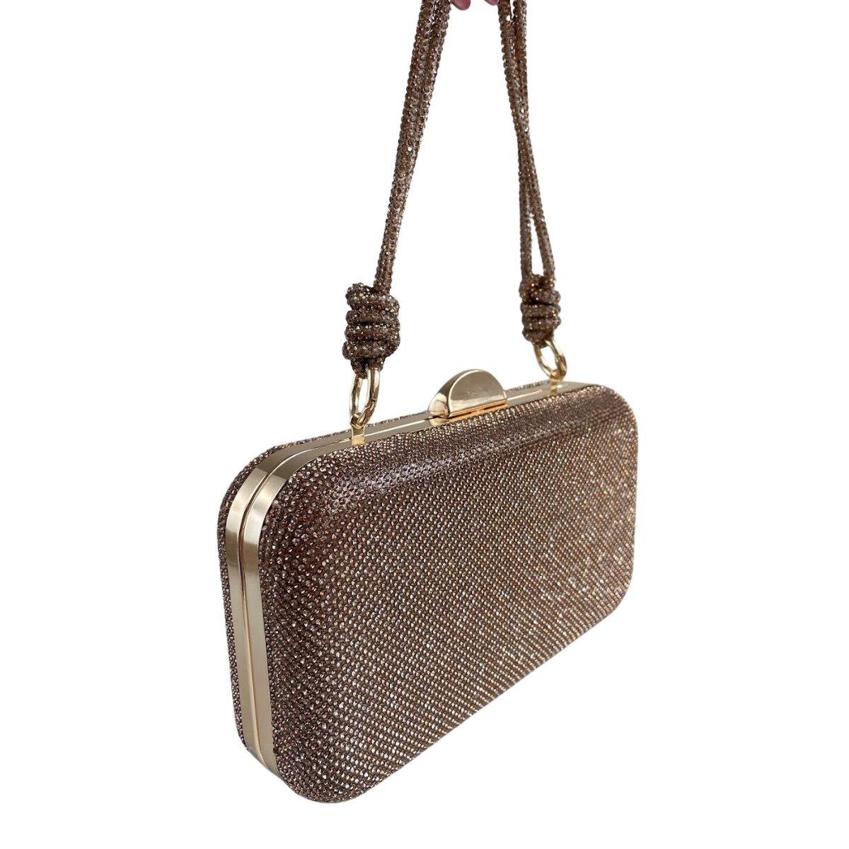 Bolsa Festa Clutch Pedraria Strass Champagne
