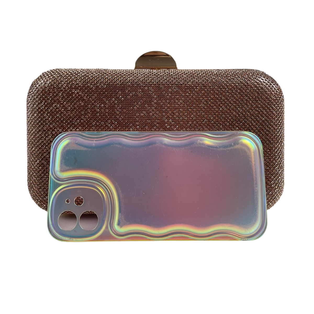 Bolsa Festa Clutch Pedraria Strass Champagne