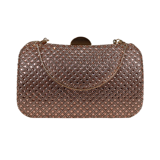Bolsa Festa Clutch Strass Rosê Gold