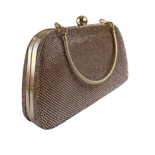 Bolsa Festa Clutch Pedraria Strass Champagne