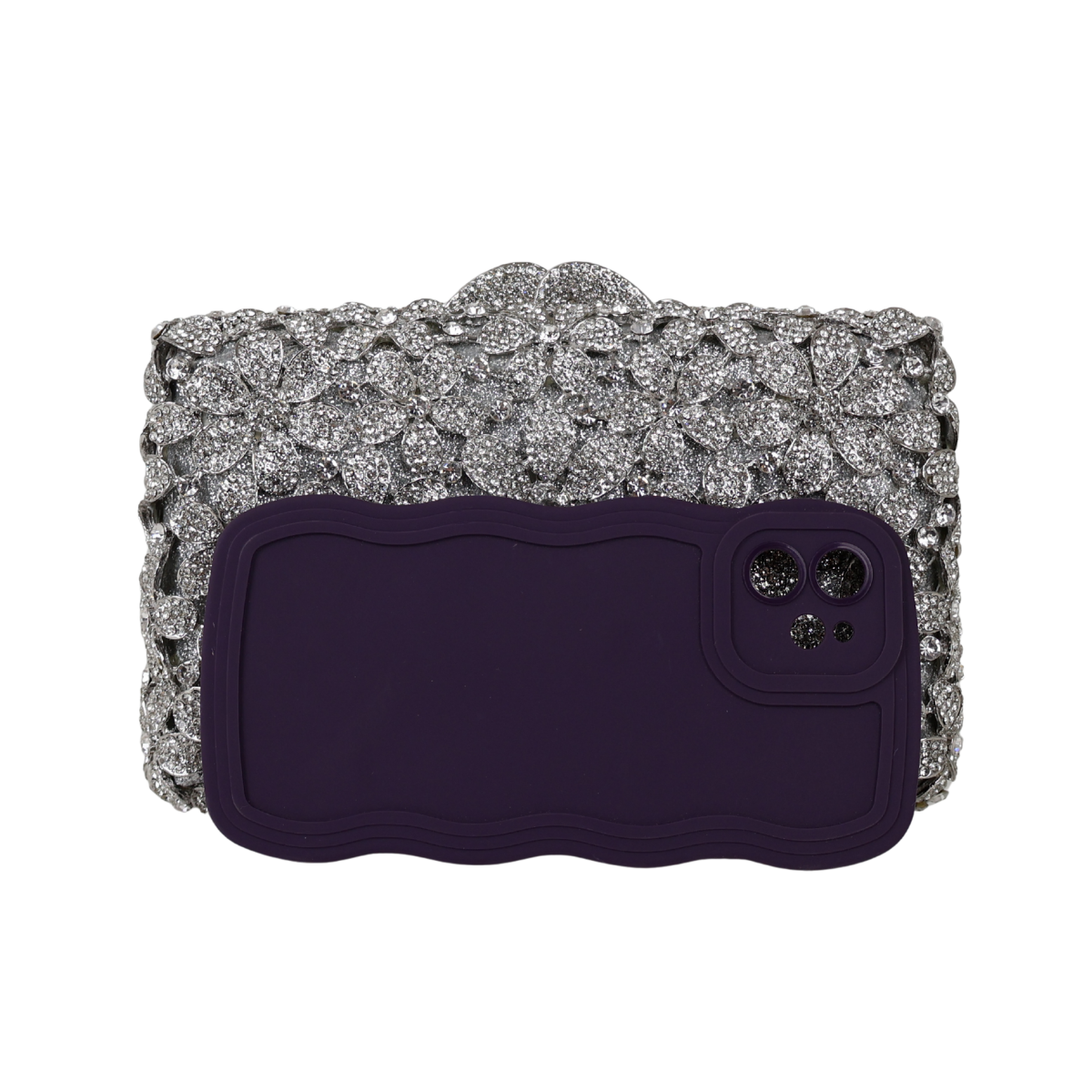 Bolsa Festa Clutch Pedraria Strass Prata
