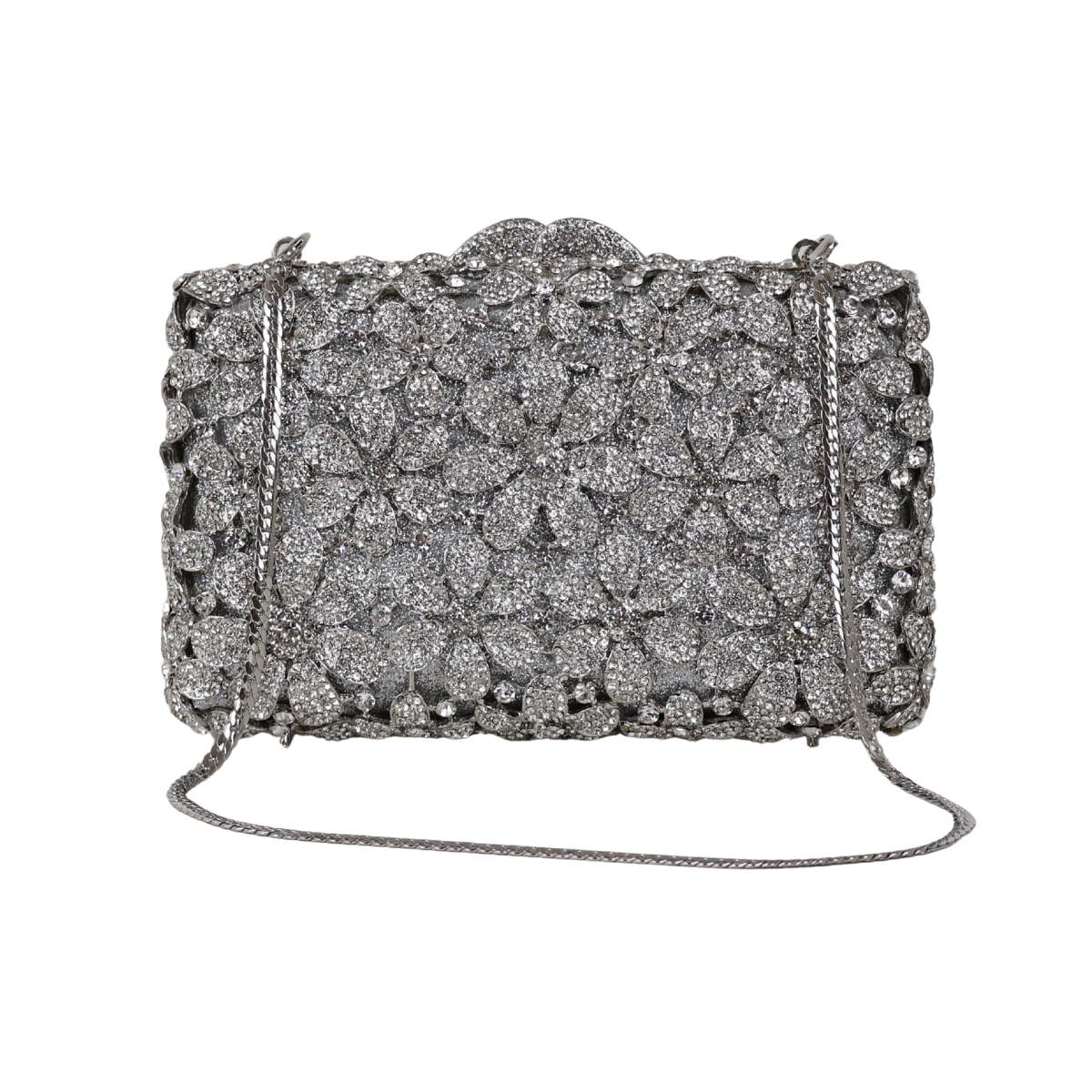 Bolsa Festa Clutch Pedraria Strass Prata