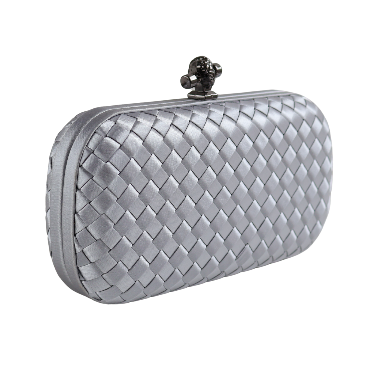Clutch Tressê Cetim Inspired Pequena Prata
