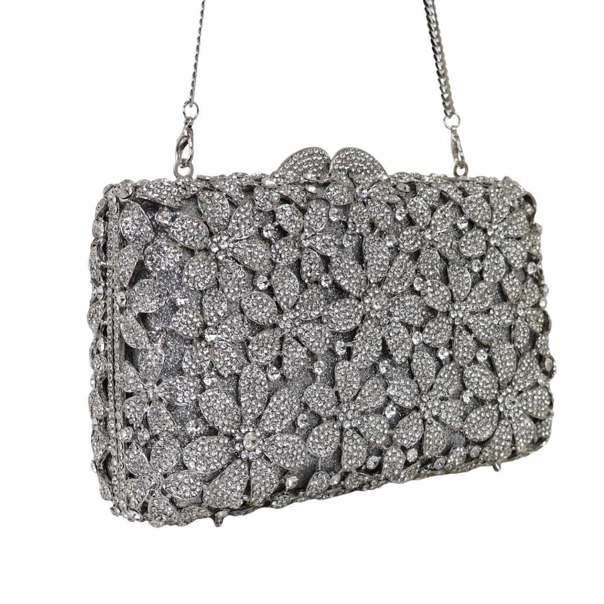 Bolsa Festa Clutch Pedraria Strass Prata