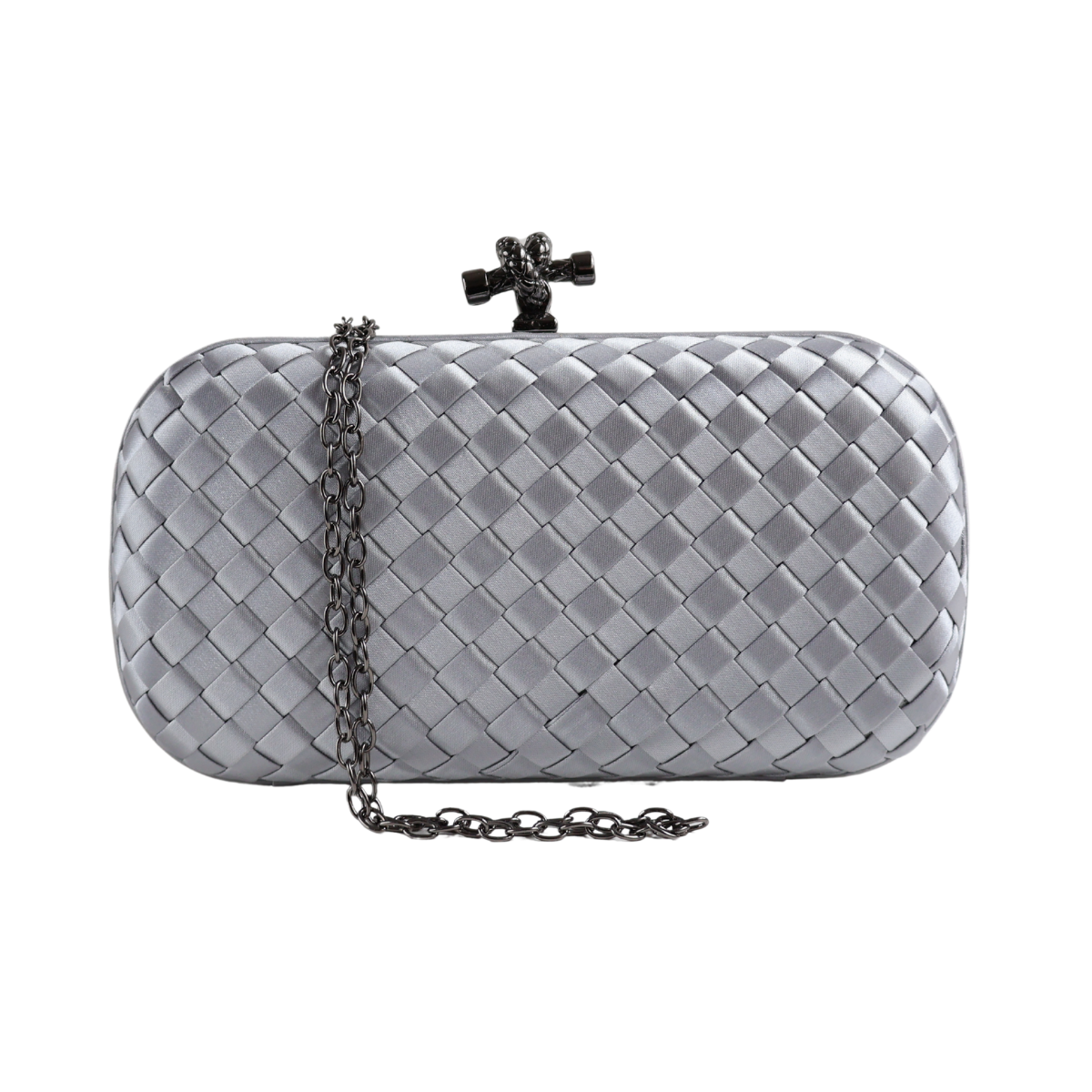 Clutch Tressê Cetim Inspired Pequena Prata