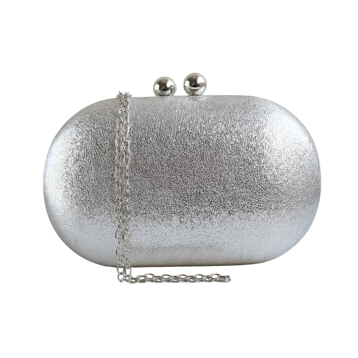 Bolsa de Festa Clutch Oval Prateada