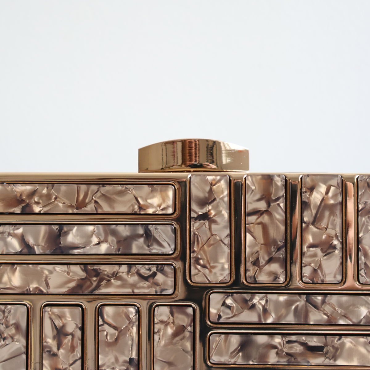 Bolsa de Festa Clutch Perolada Metalizada Bronze - ReUse