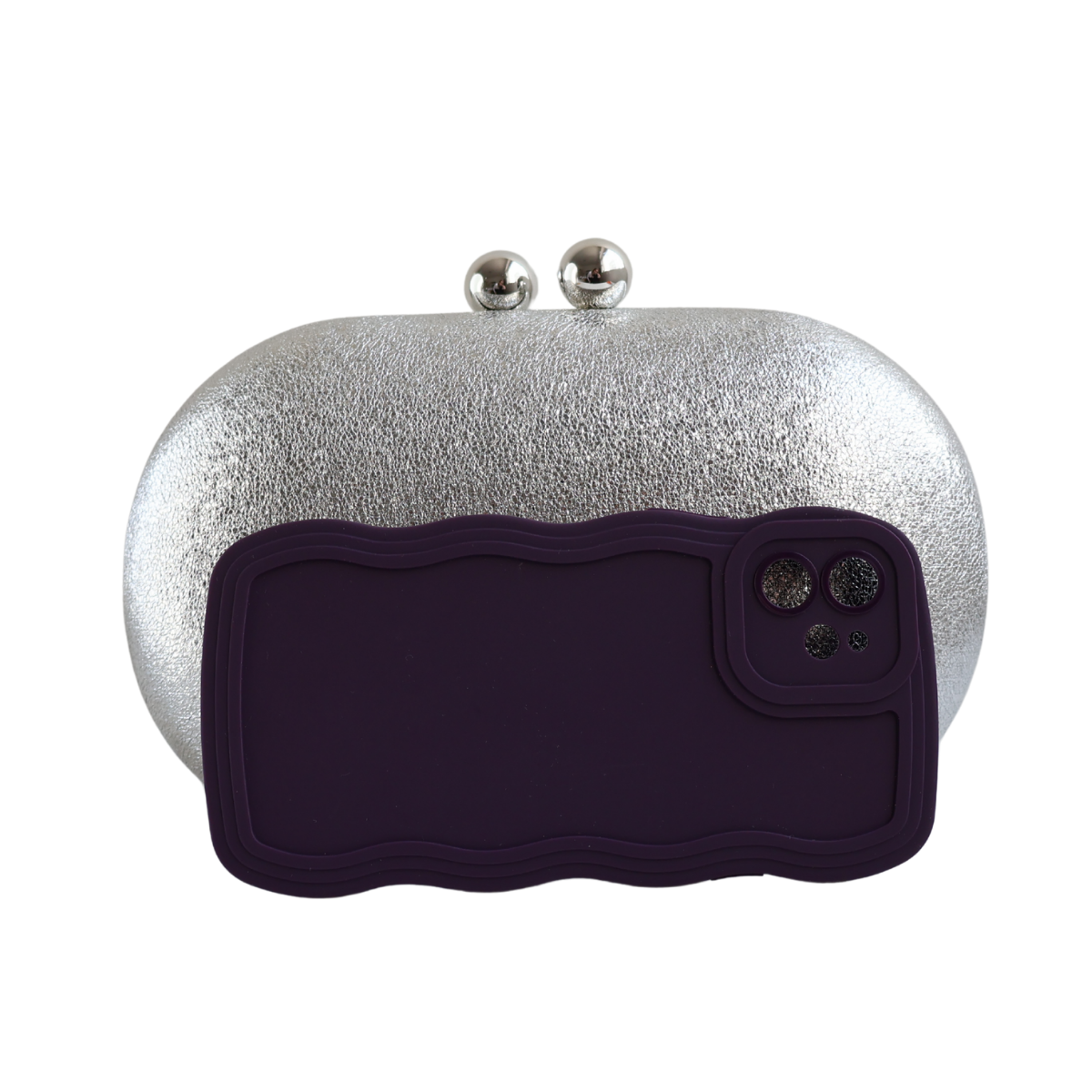 Bolsa de Festa Clutch Oval Prateada