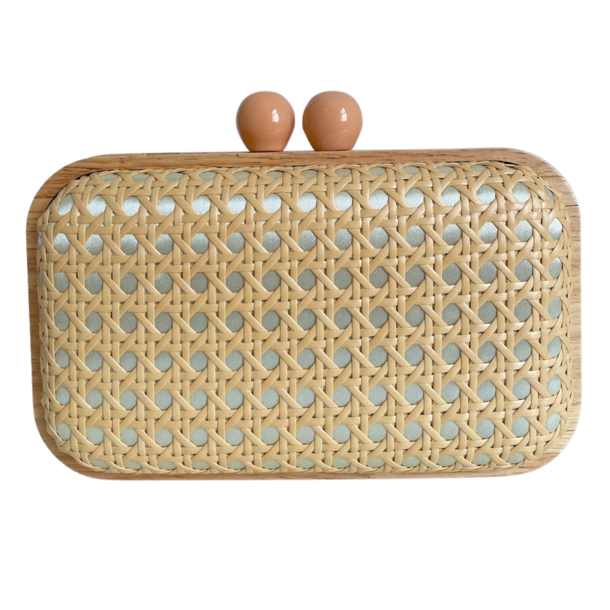 Bolsa de Festa Clutch Madeira e Palha da Índia Bege