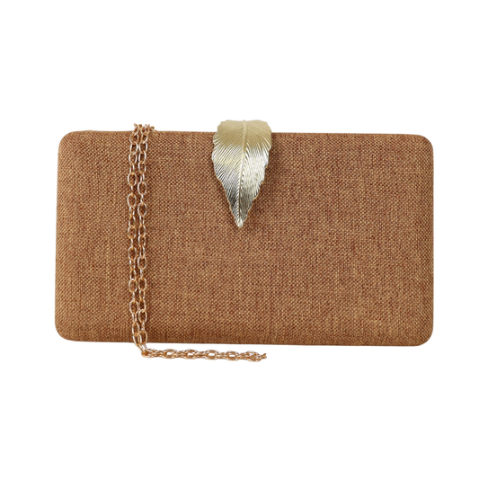 Bolsa Clutch Festa Fecho de Folha Caramelo