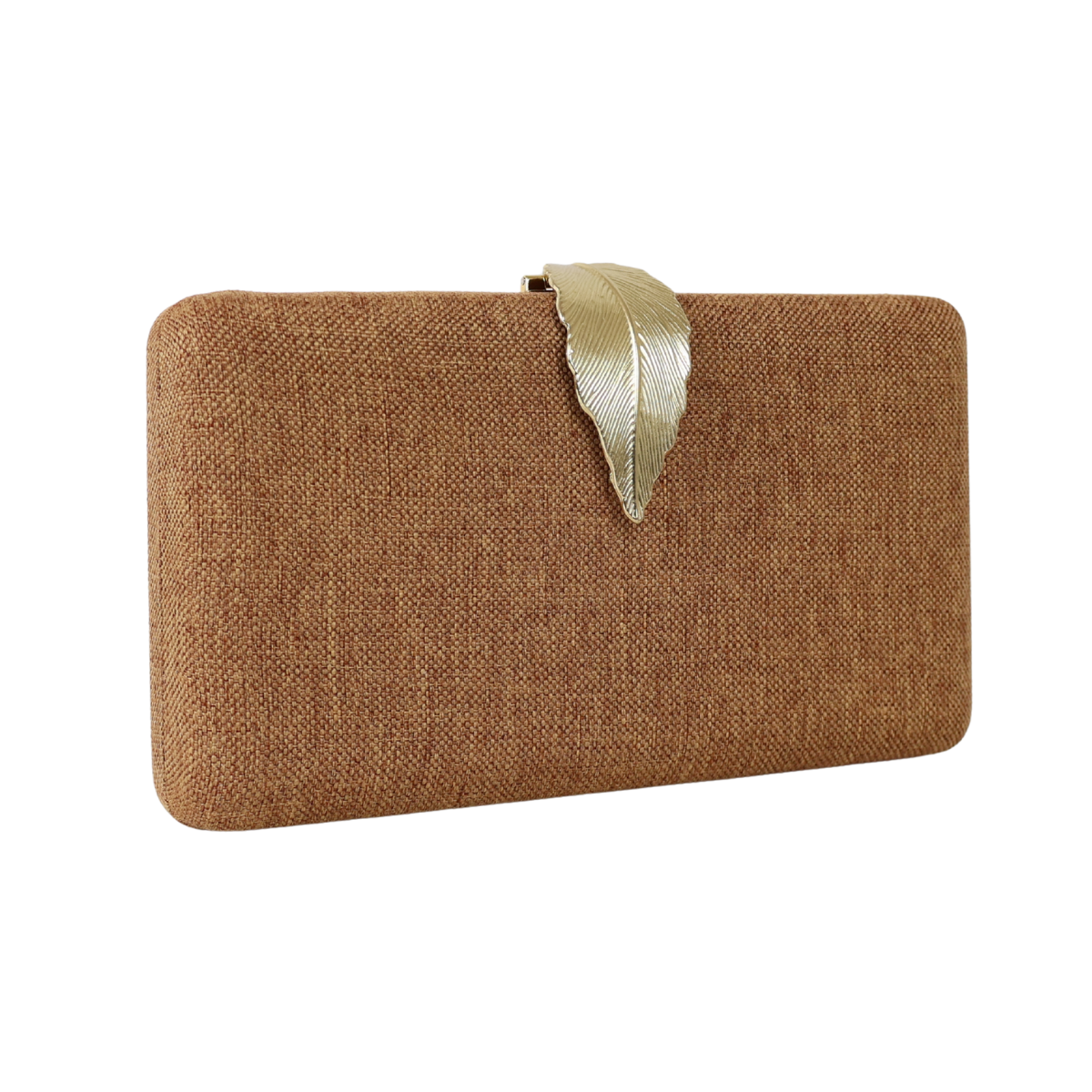 Bolsa Clutch Festa Fecho de Folha Caramelo