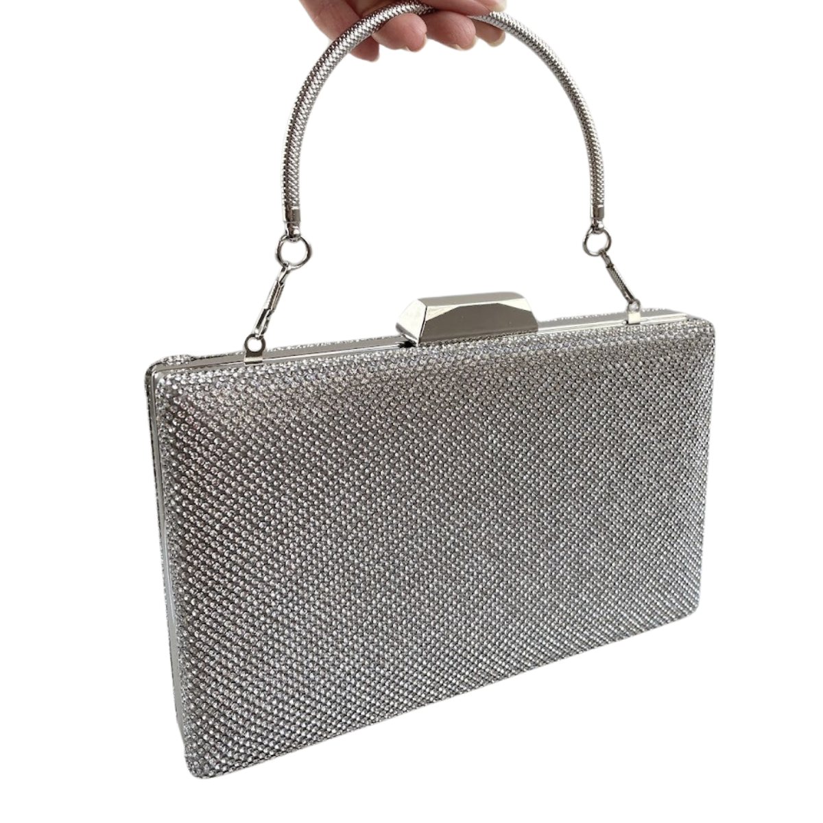Bolsa Festa Clutch Brilho Prata