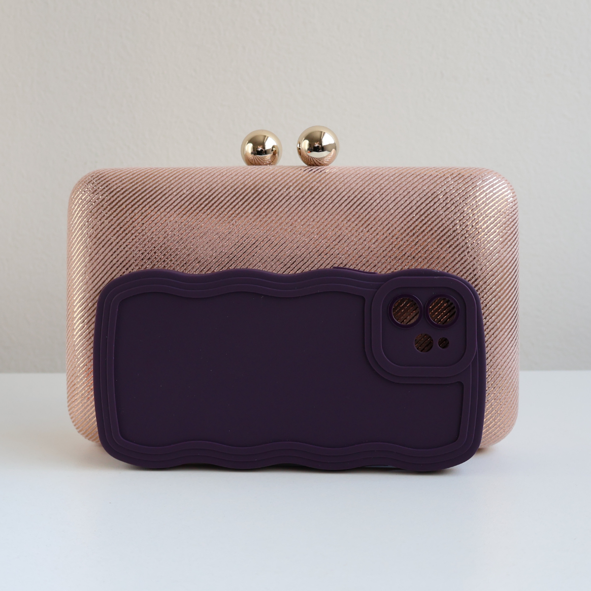 Bolsa de Festa Clutch Vinil Rosê