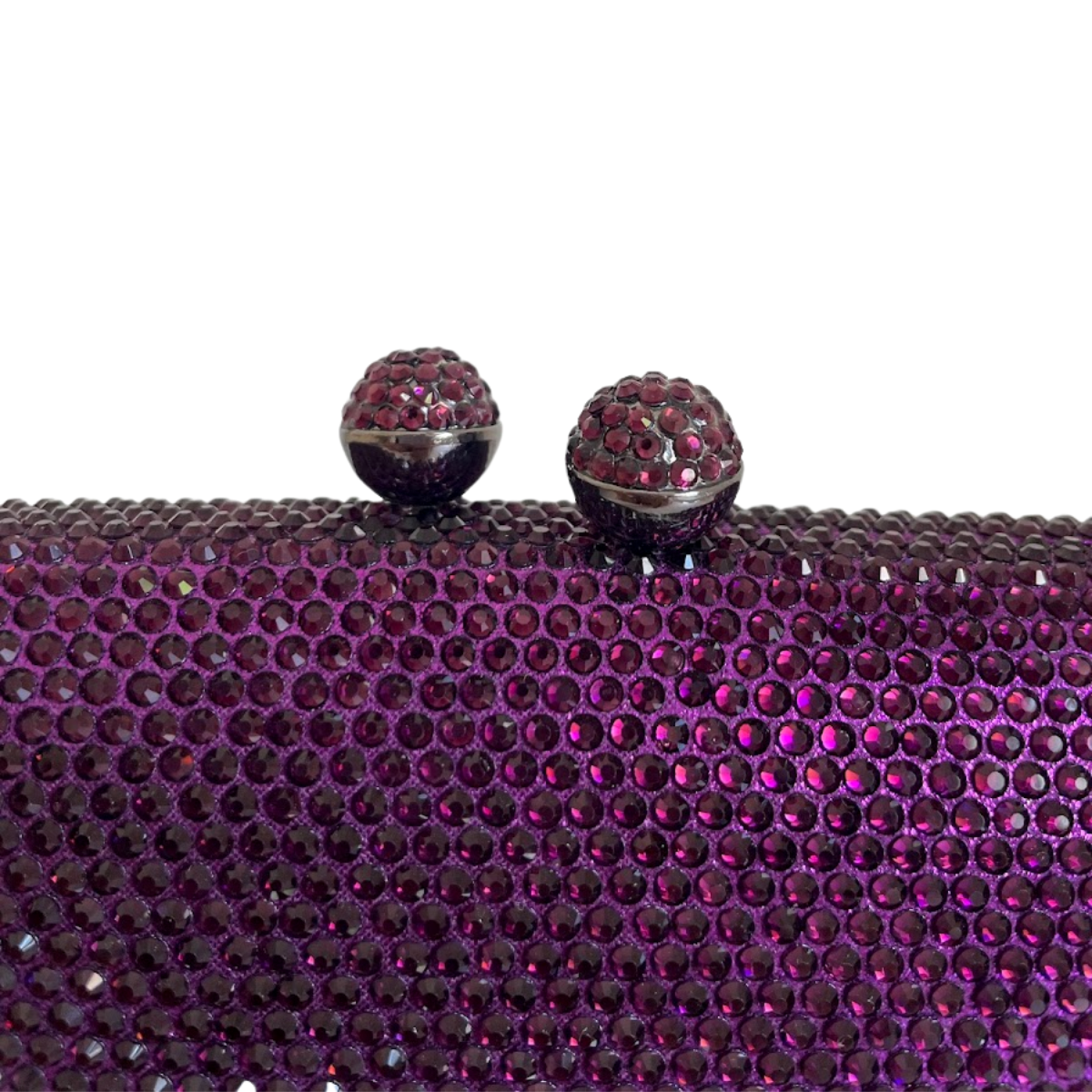 Bolsa de Festa Clutch Cristais Pedraria Roxa