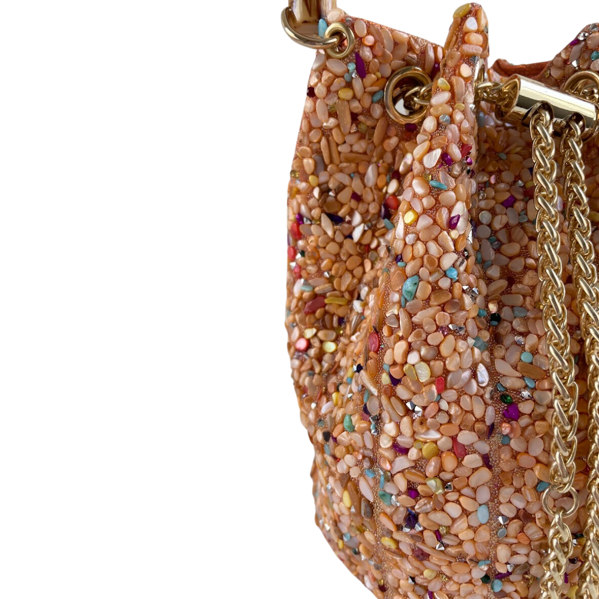 Bolsa Festa Clutch Pouch Pedraria Laranja