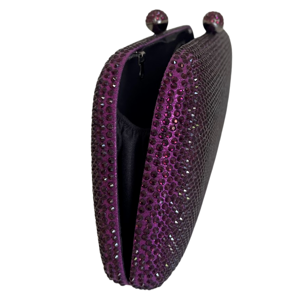 Bolsa de Festa Clutch Cristais Pedraria Roxa
