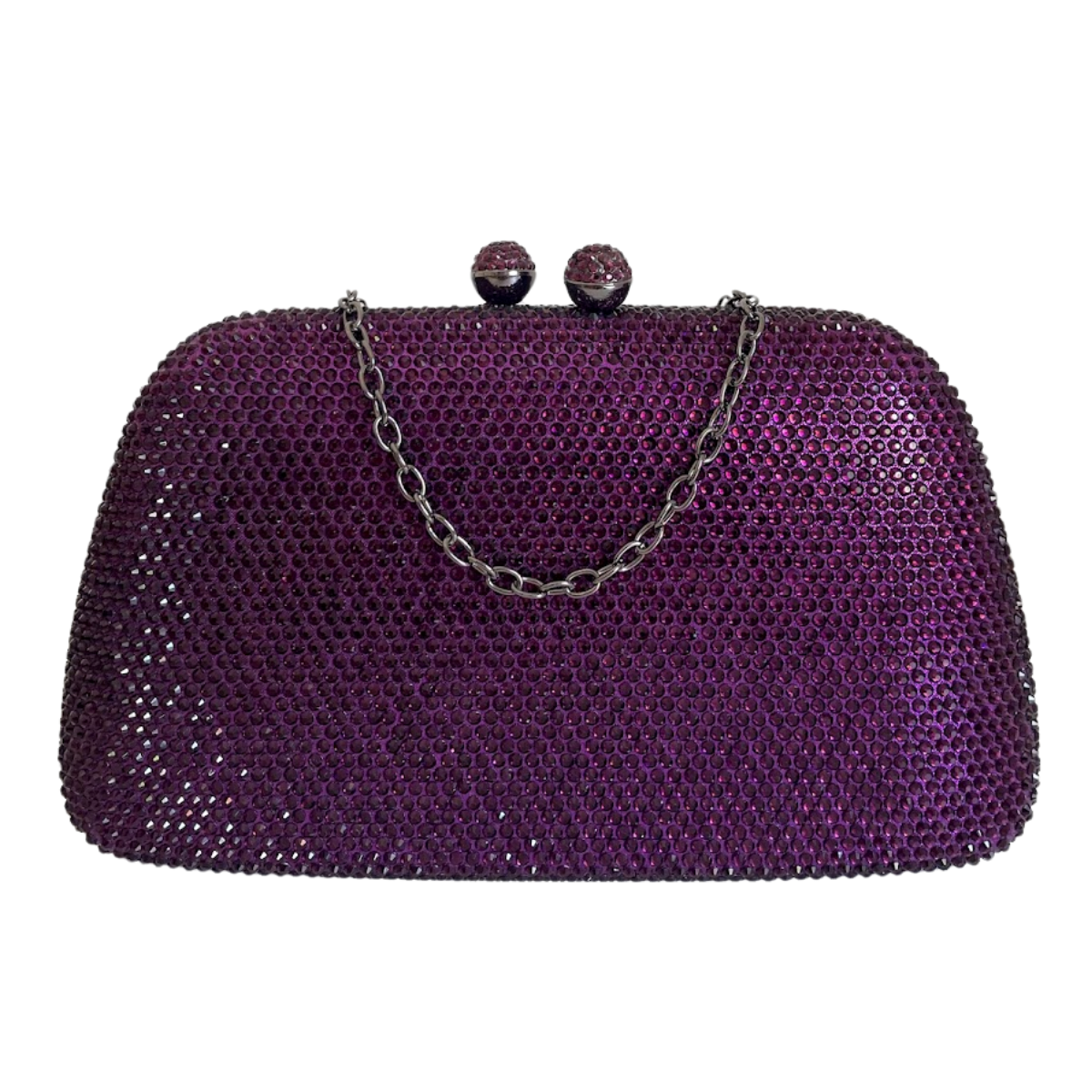 Bolsa de Festa Clutch Cristais Pedraria Roxa