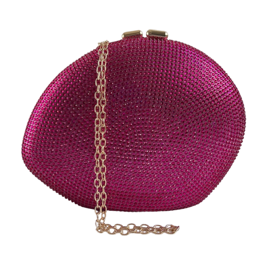 Bolsa Festa Clutch Pedraria Strass Oval Rosa