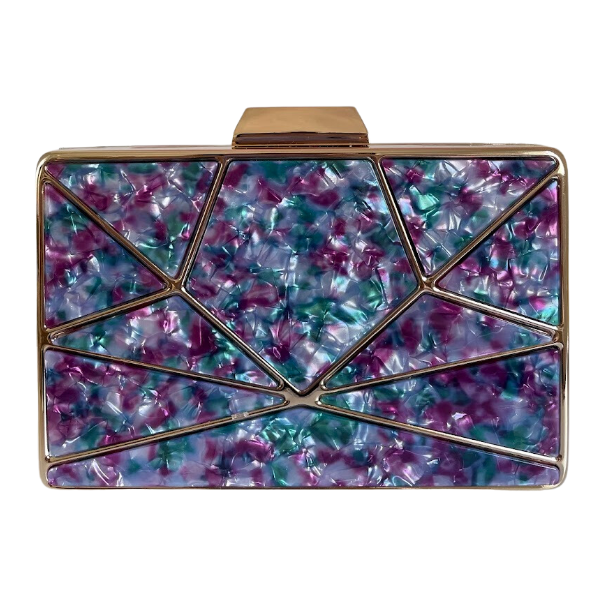 Bolsa de Festa Clutch Acrílico e Metal Colorida Roxa