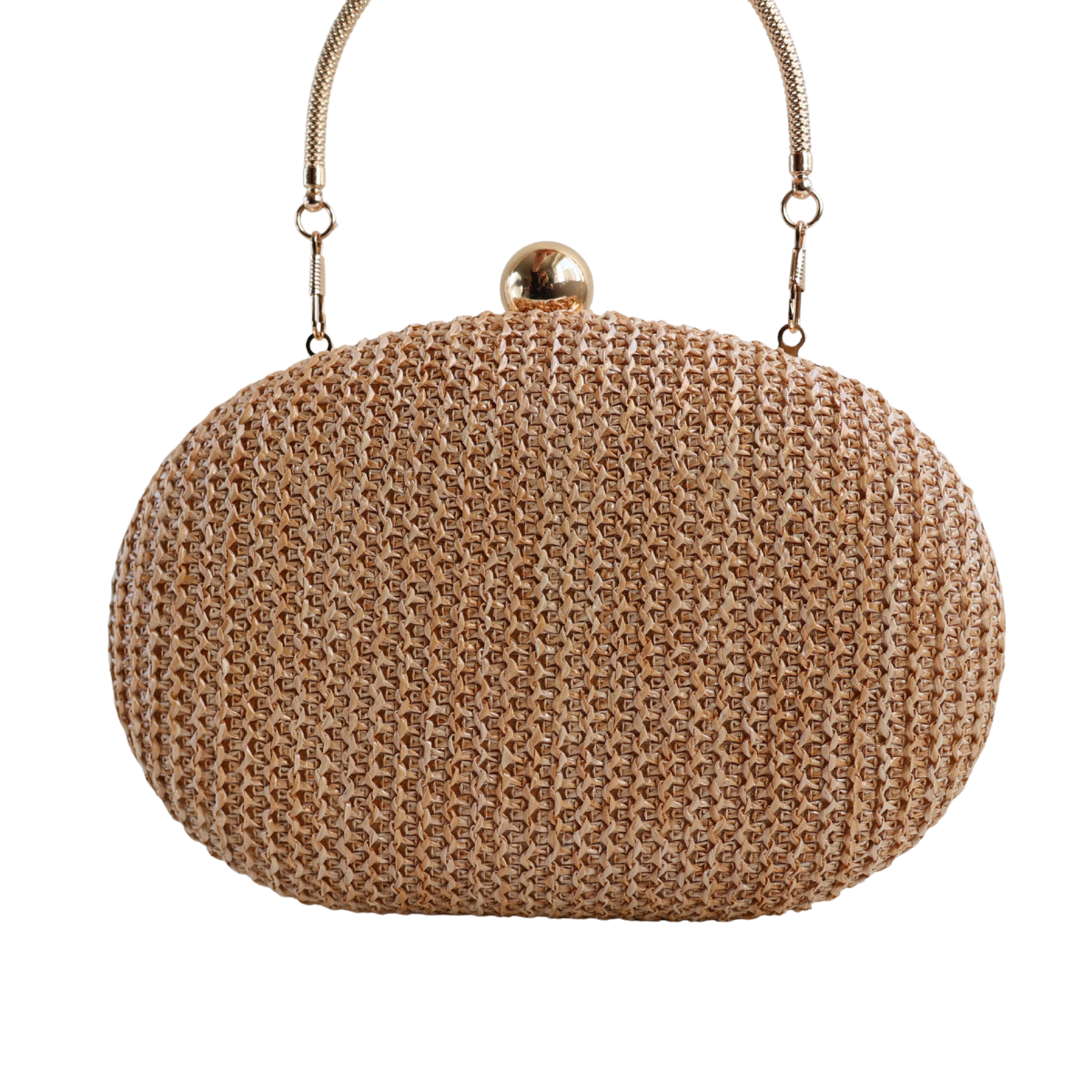 Bolsa Clutch Festa Oval Palha Bege