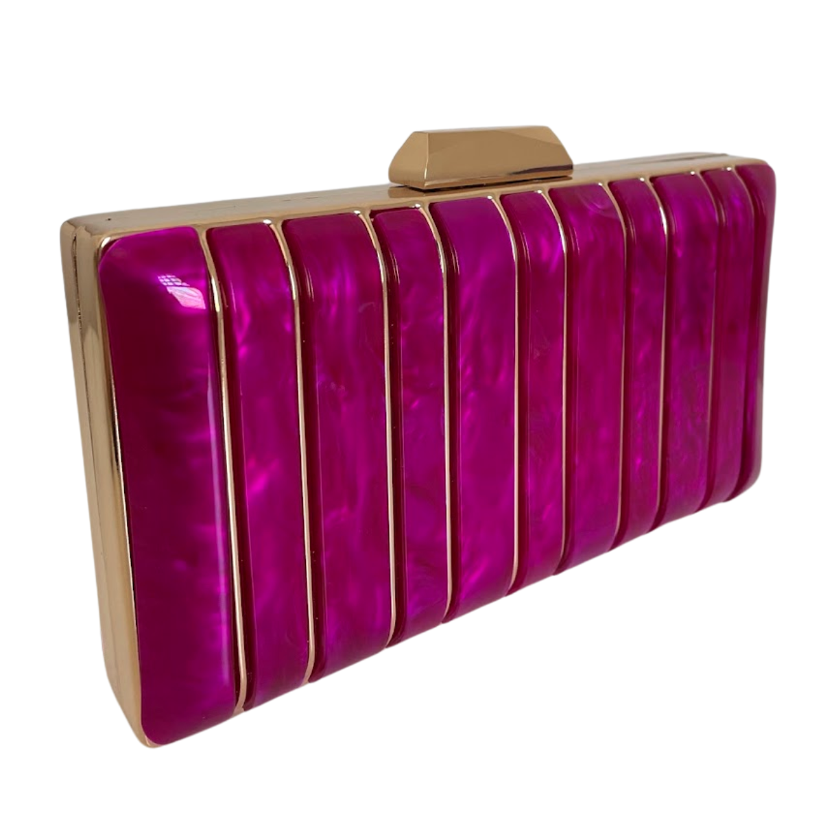 Bolsa de Festa Clutch Perolada Metalizada Fúcsia