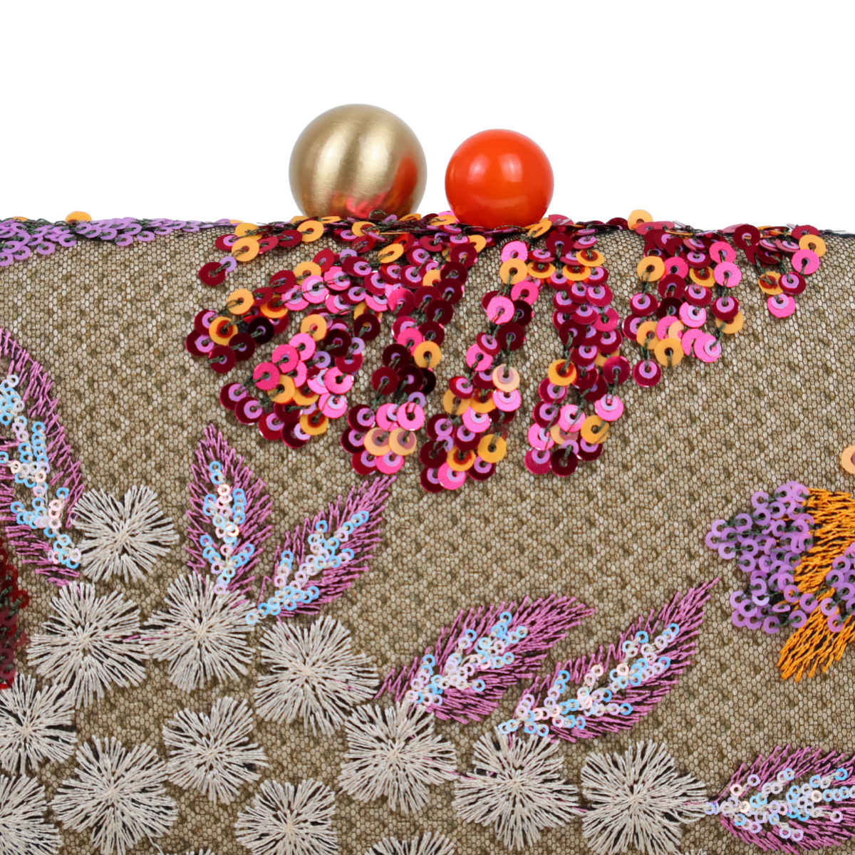 Bolsa Clutch Festa Bordada Flores Laranja e Marsala