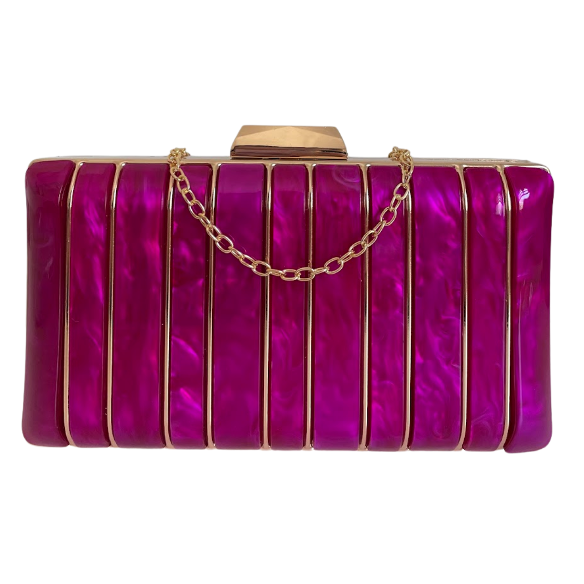 Bolsa de Festa Clutch Perolada Metalizada Fúcsia