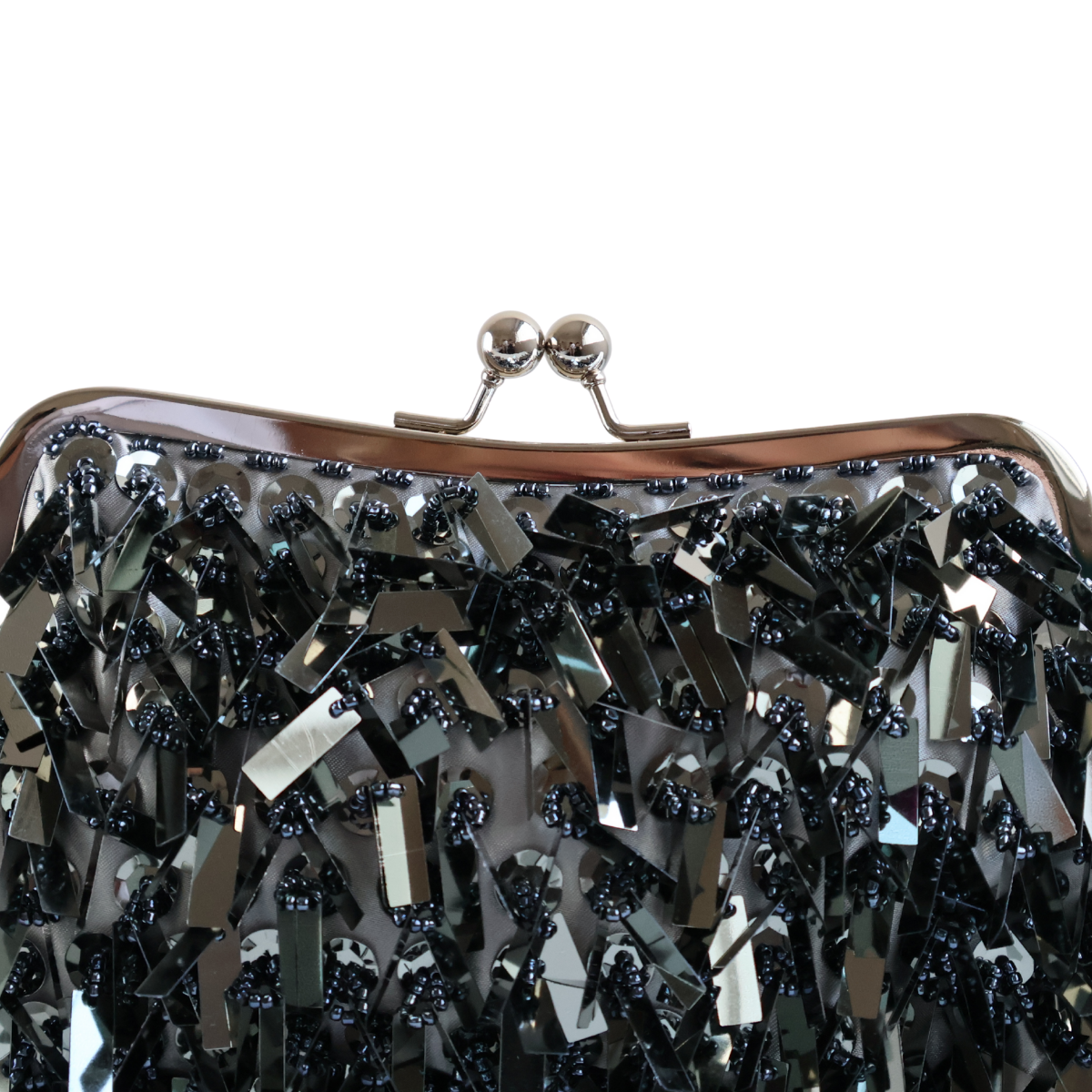 Bolsa de Festa Clutch Lantejoula Folha Brilhante Cinza Grafite