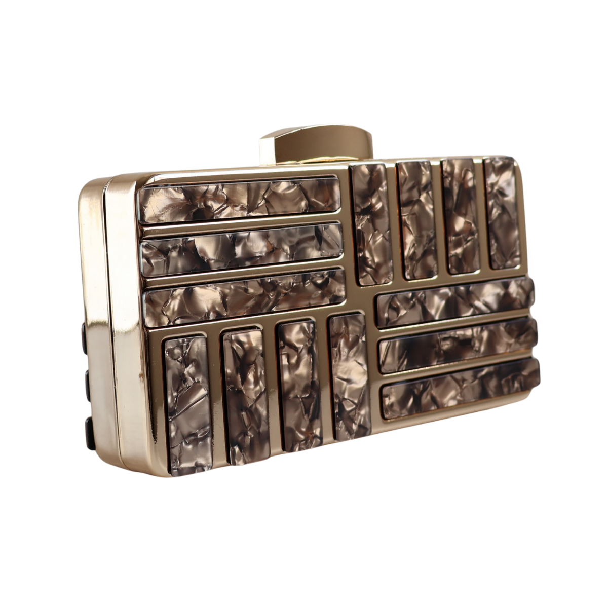Bolsa de Festa Clutch Perolada Metalizada Bronze - ReUse