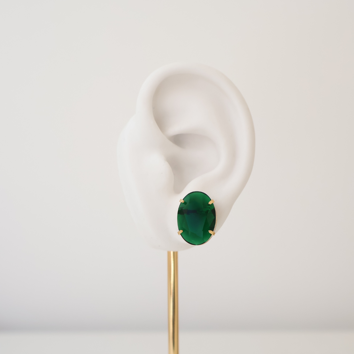 Kit Colar e Brinco - Cristal Verde Esmeralda - Dourado