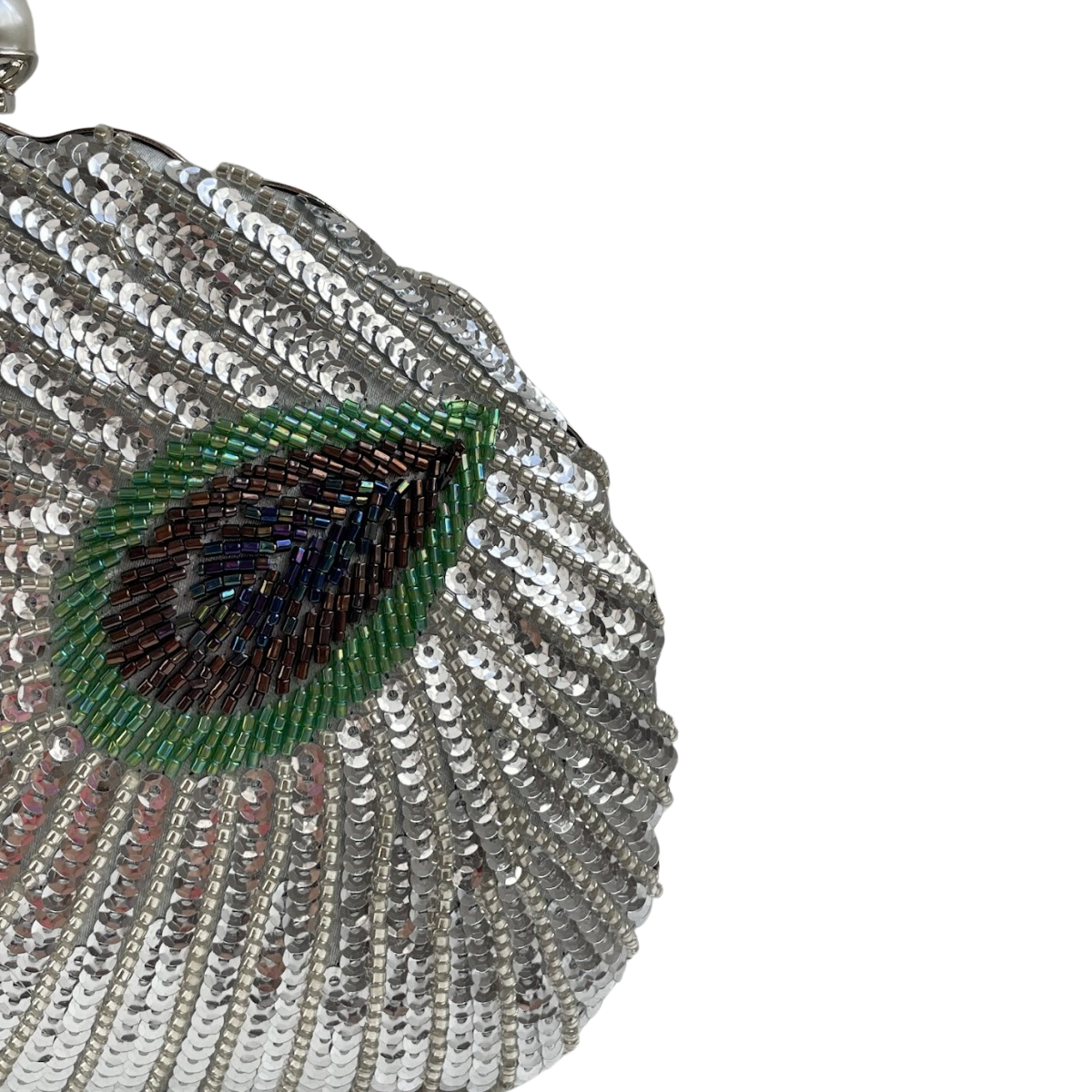 Bolsa de Festa Clutch Lantejoulas Pavão Prata - ReUse