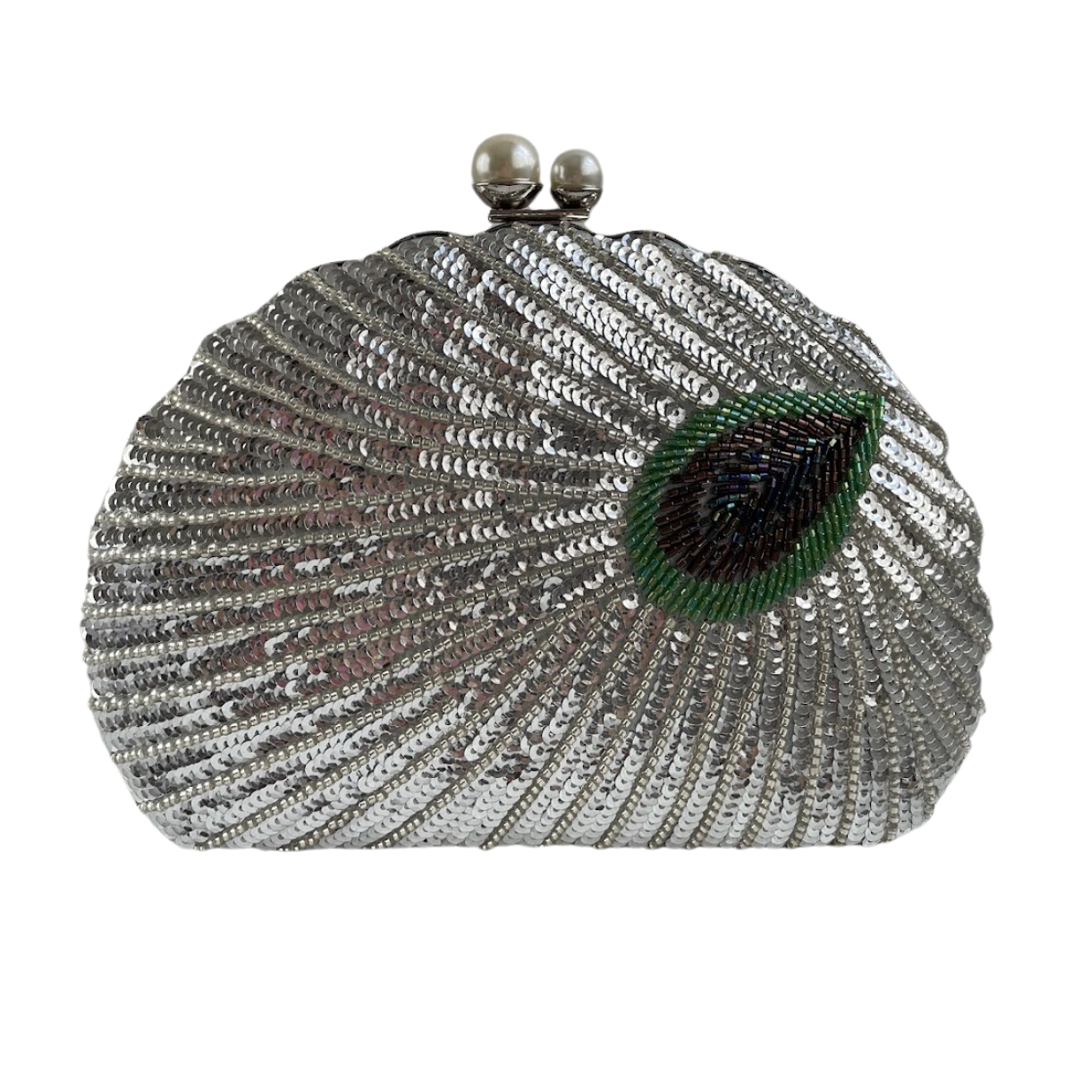 Bolsa de Festa Clutch Lantejoulas Pavão Prata - ReUse