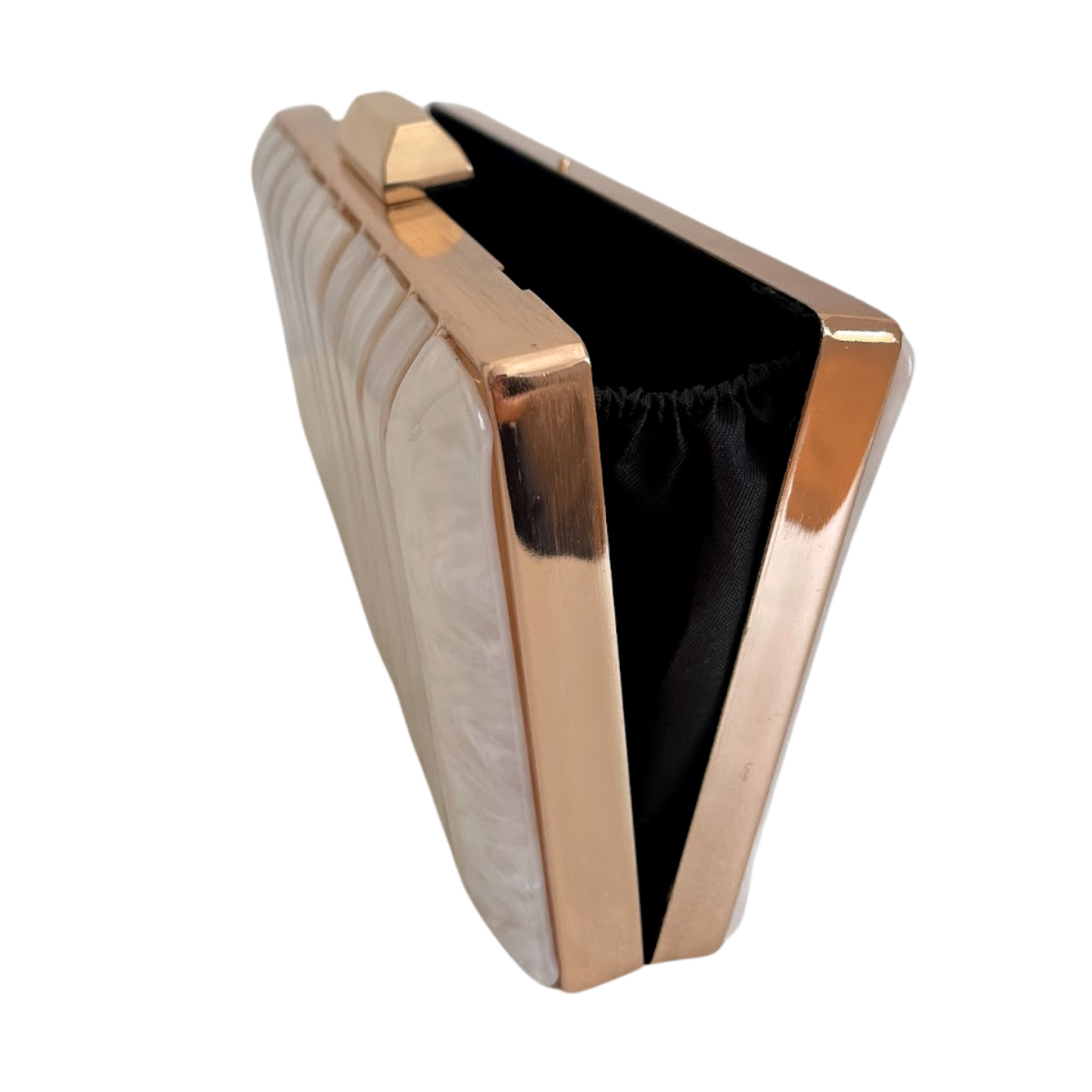 Bolsa de Festa Clutch Perolada Metalizada Branca