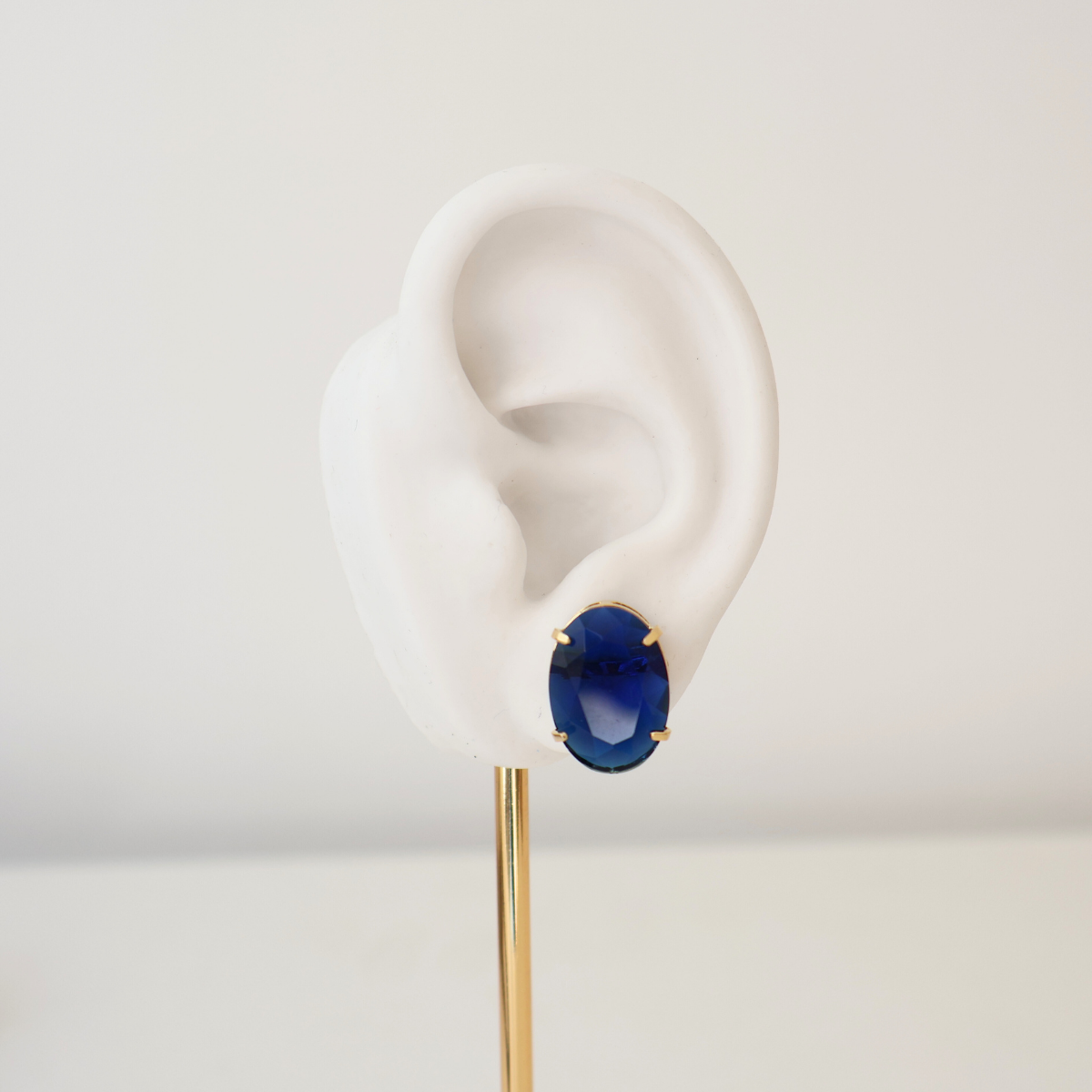 Kit Colar e Brinco - Cristal Azul - Dourado