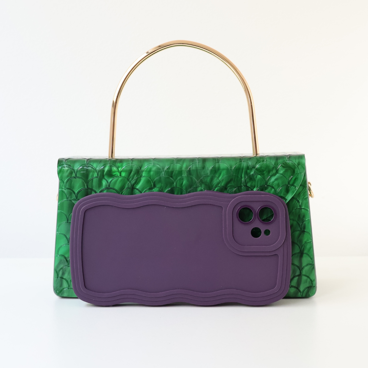 Bolsa de Festa Baú Acrílico Perolada Verde