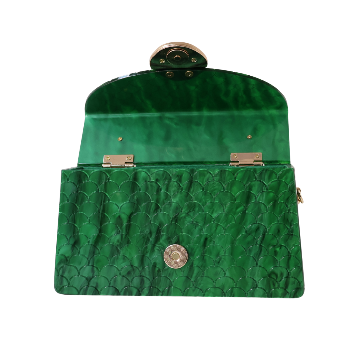 Bolsa de Festa Baú Acrílico Perolada Verde