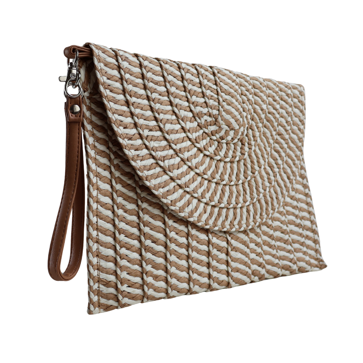 Bolsa Carteira Envelope de Palha Bege