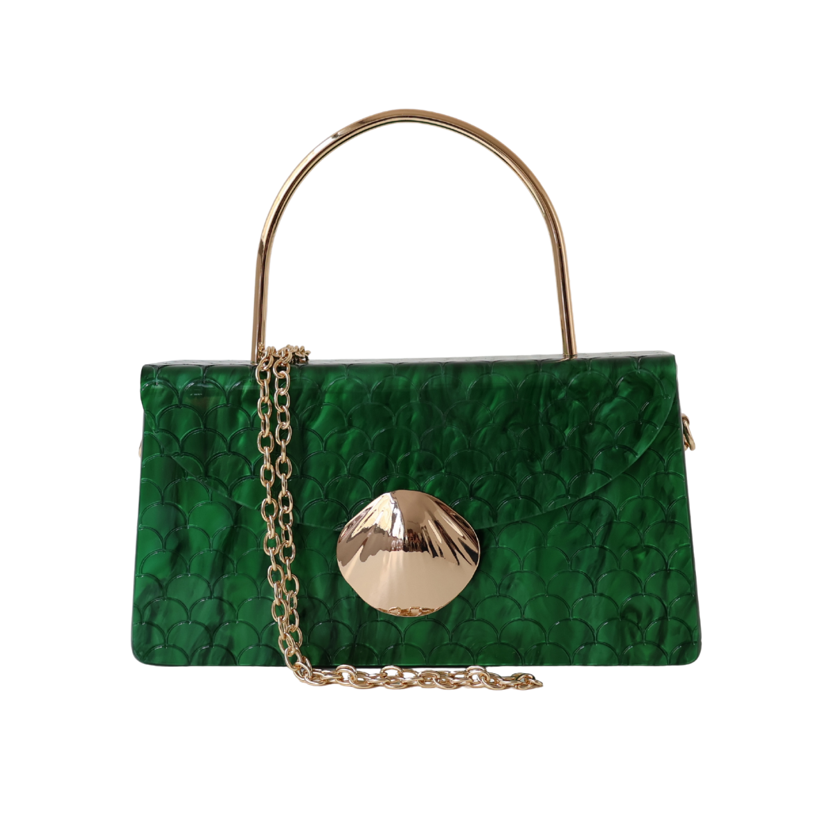 Bolsa de Festa Baú Acrílico Perolada Verde