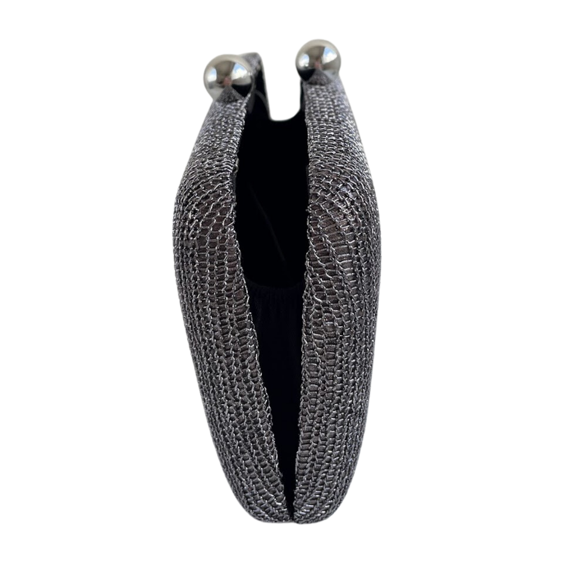 Bolsa de Festa Clutch Malha Prata Grafite