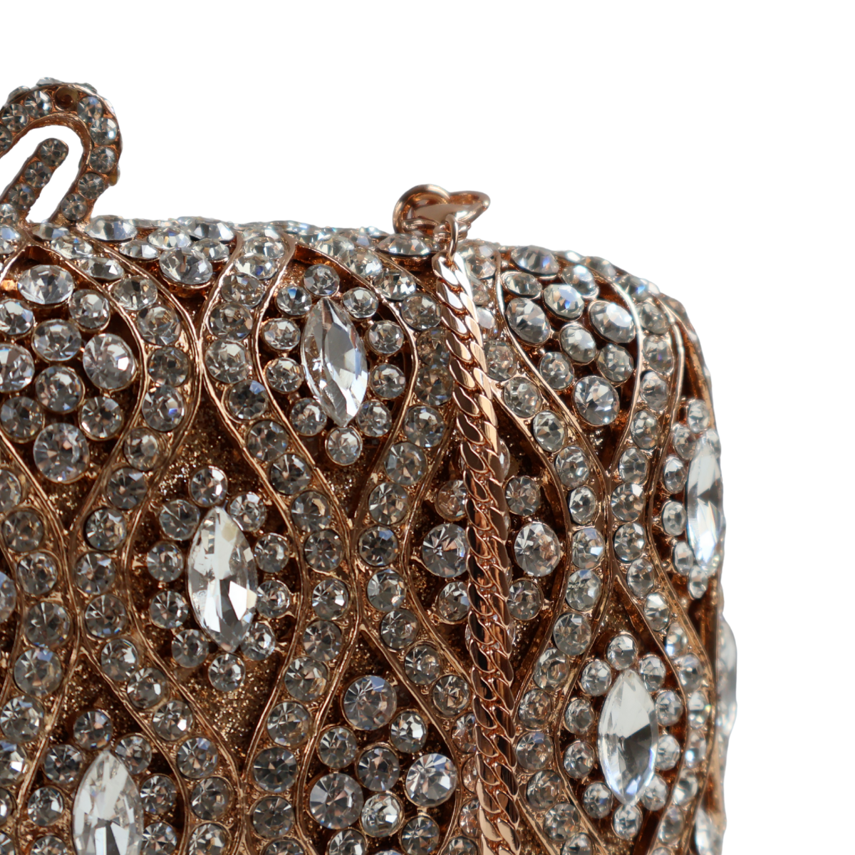 Bolsa Festa Clutch Pedraria Strass Dourada