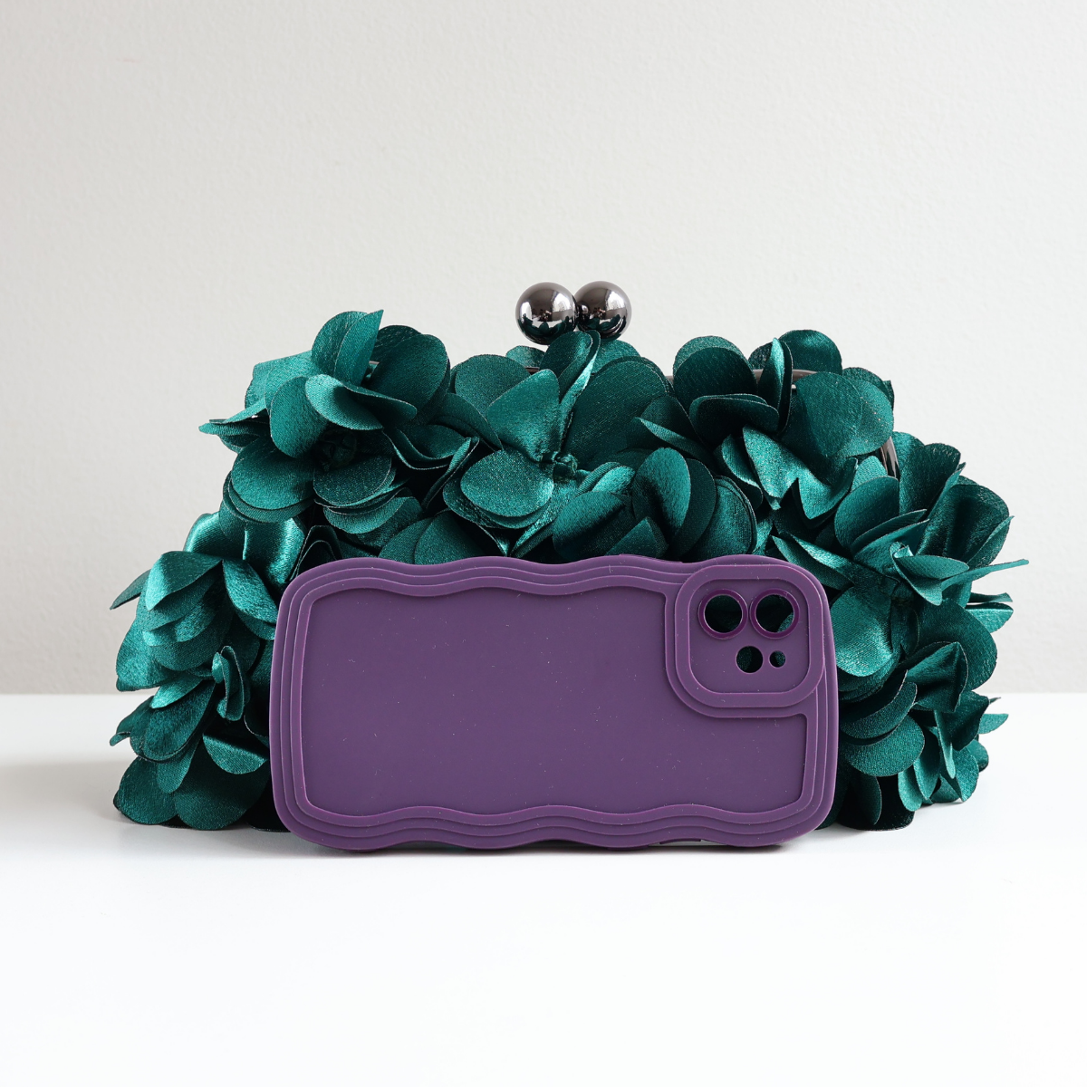 Bolsa Festa Clutch Flores Verde