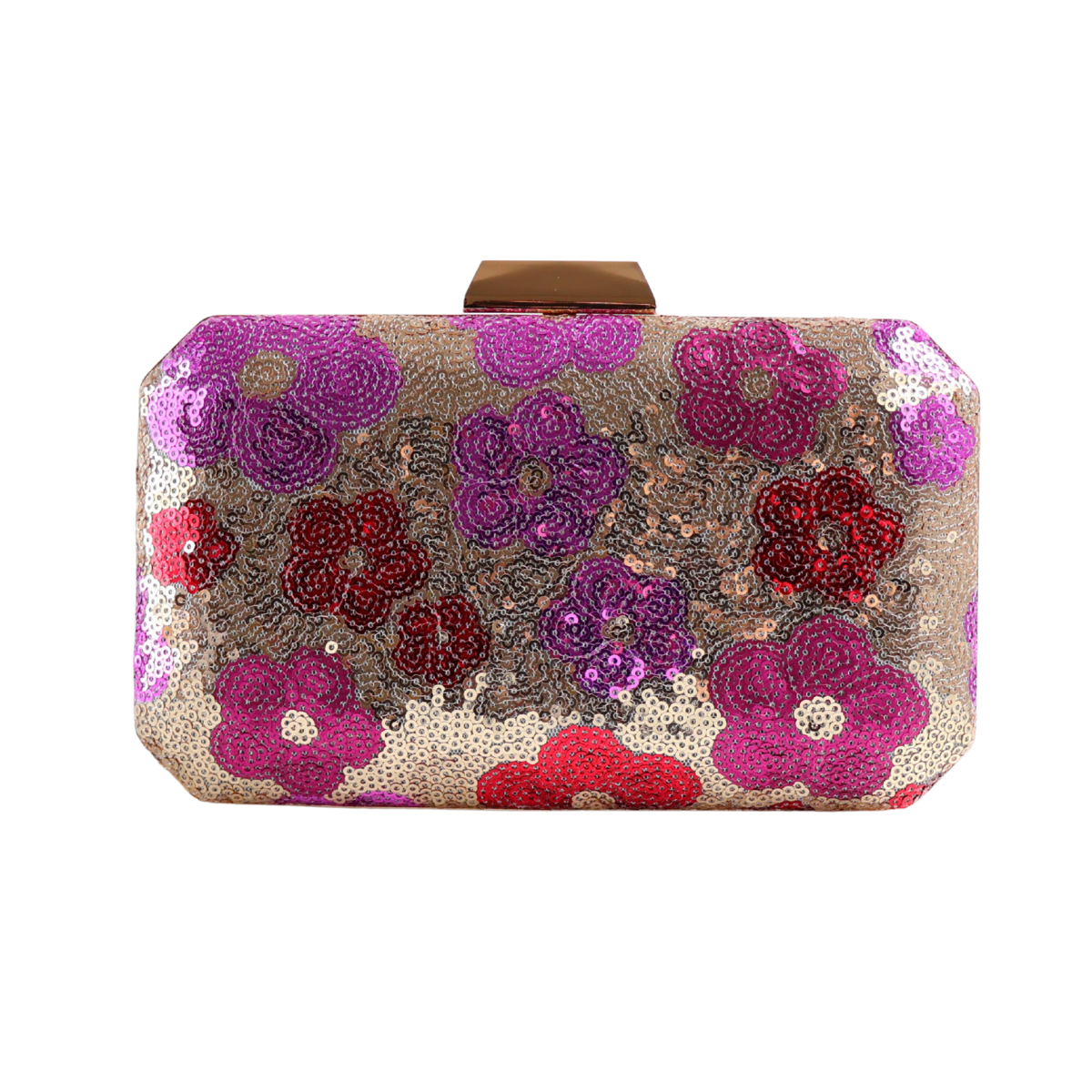 Bolsa Clutch Festa Lantejoulas Bordadas Flores Rosa