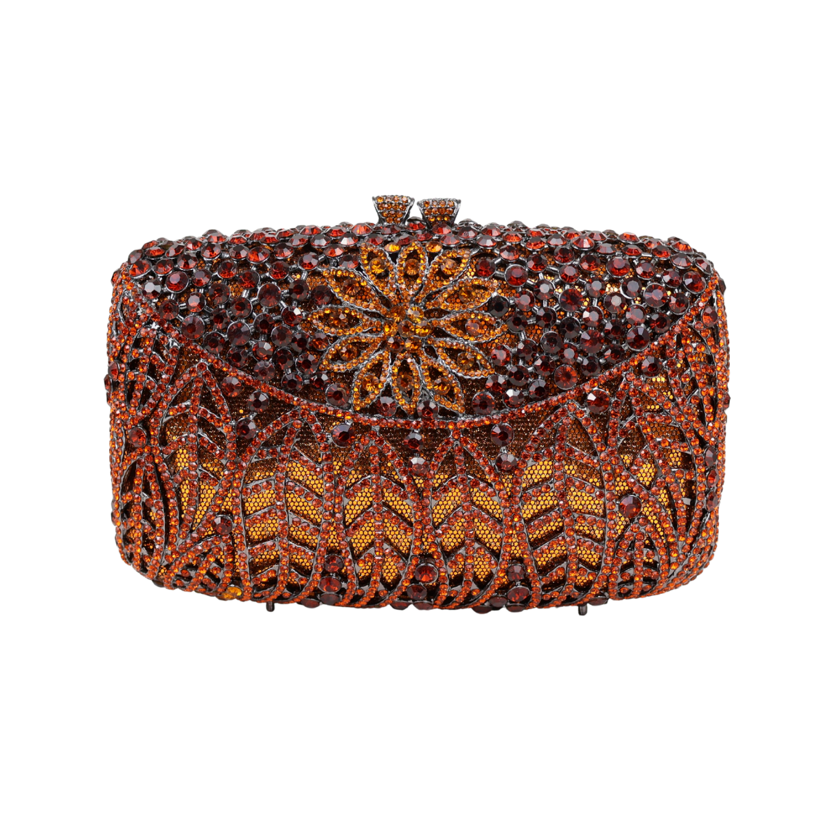 Bolsa Festa Clutch Pedraria Strass Laranja Marrom Âmbar