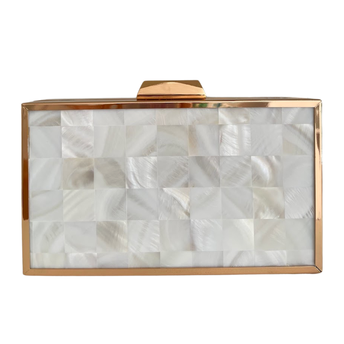 Bolsa de Festa Clutch Metalizada Madrepérola Branca