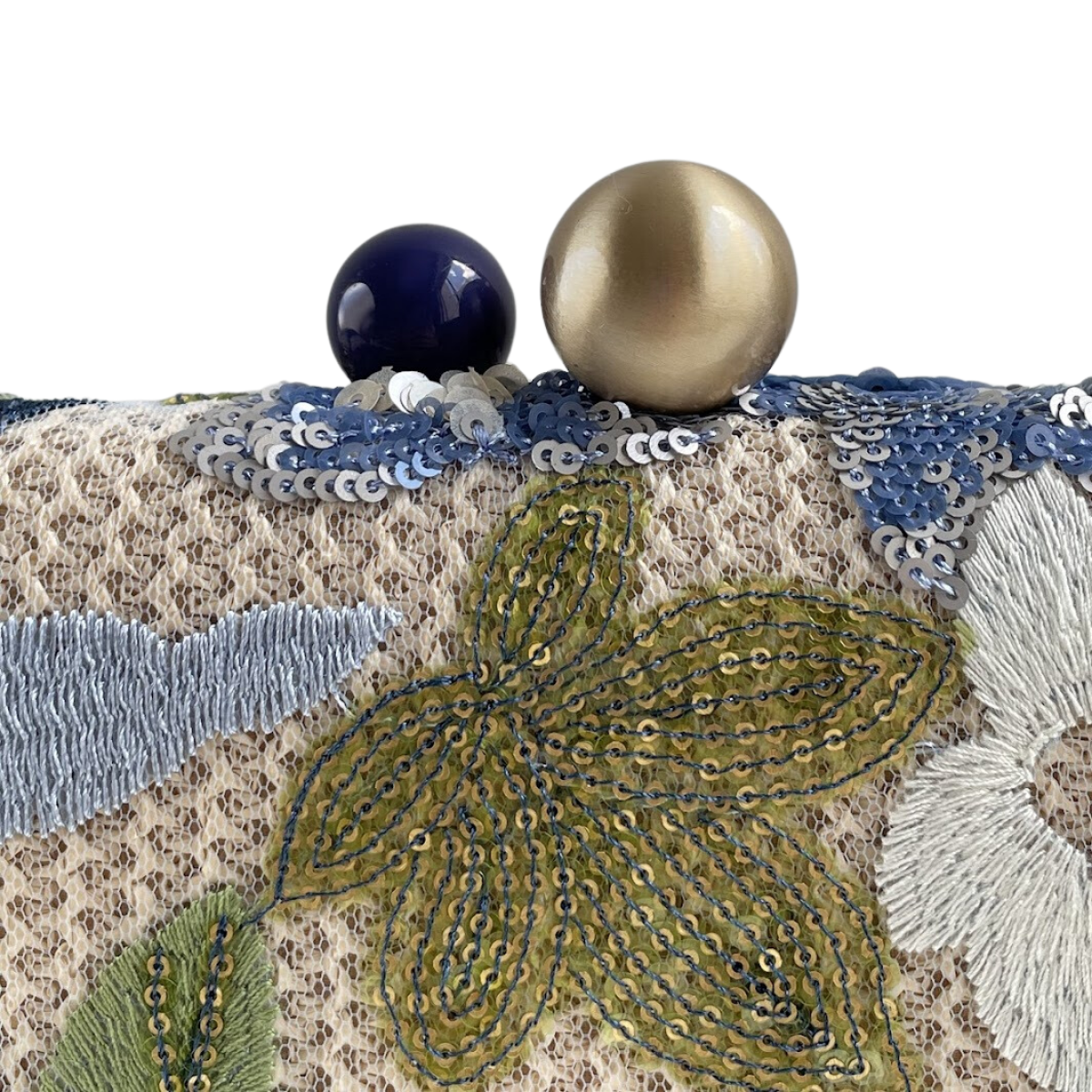 Bolsa Clutch Festa Bordada Flores Azul
