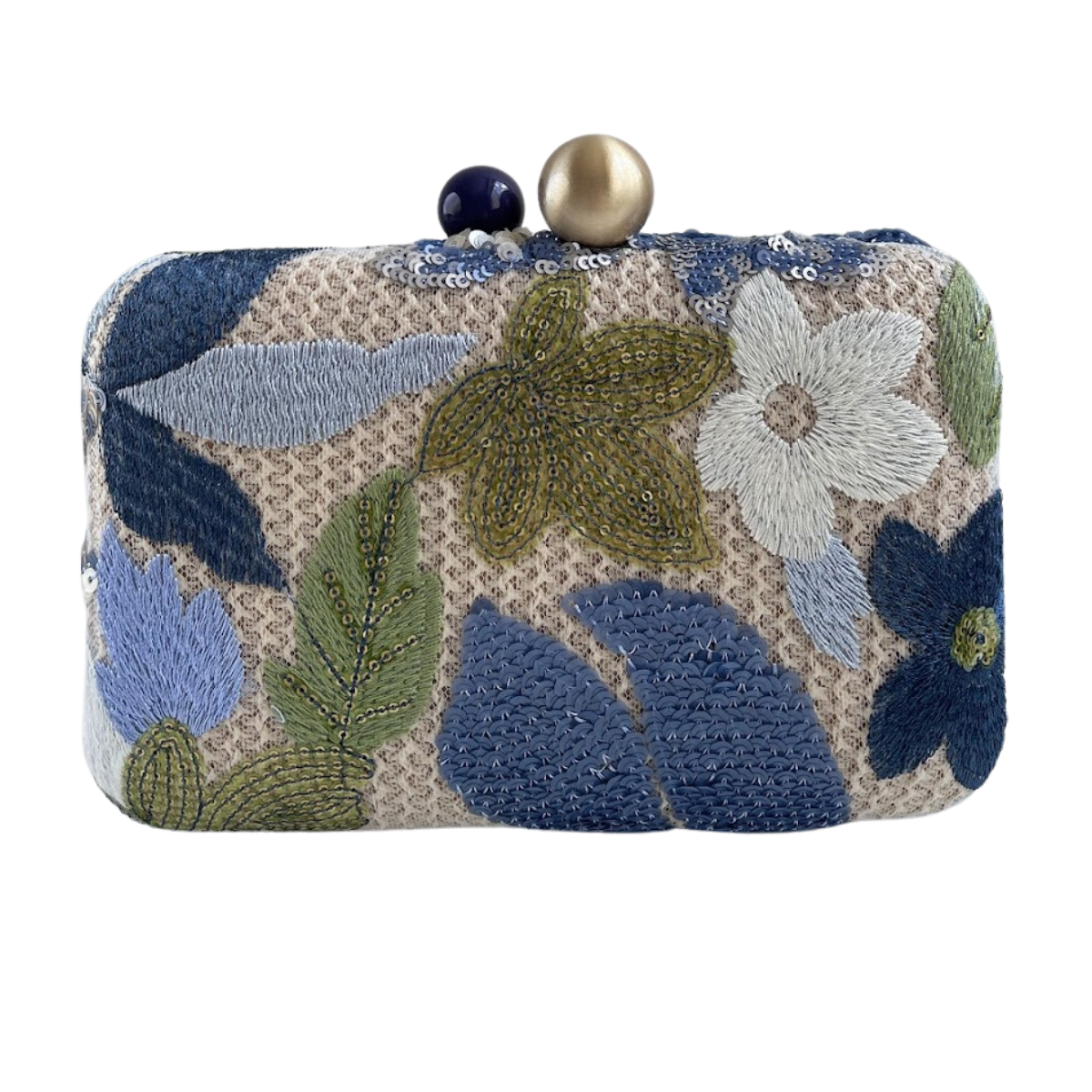 Bolsa Clutch Festa Bordada Flores Azul