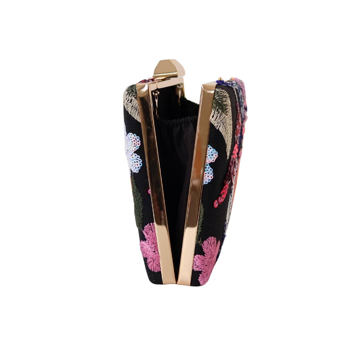 Bolsa Clutch Festa Bordada Flores Preta